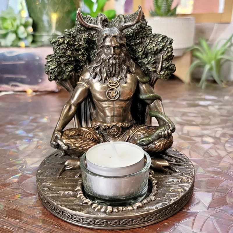 Ancient Rome Cernunnos Sitting Statue Sculpture Celtic God Candles Holder Mythology Goddess Desktop Home Decor Crafts Figurine