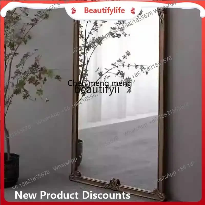 ss8350 American retro carved floor-to-ceiling special-shaped mirror clothing store full-body mirror wall-mounted fitting mirror