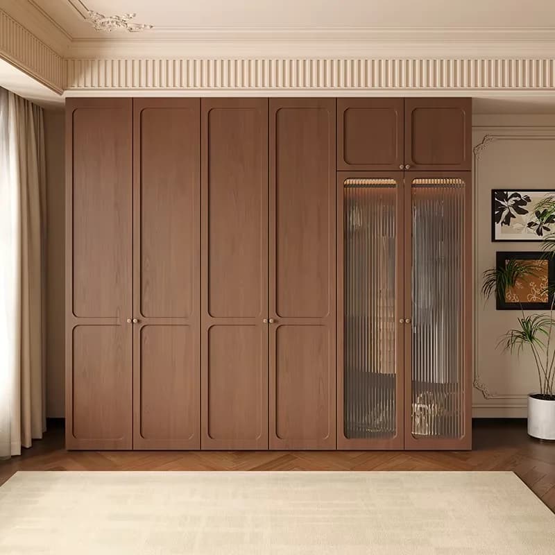 Tall Glass Doors Wardrobes Rattan Wooden Dust Proof Clothes Bedroom Wardrobe Organizer Open Storage Armario De Ropa Furniture