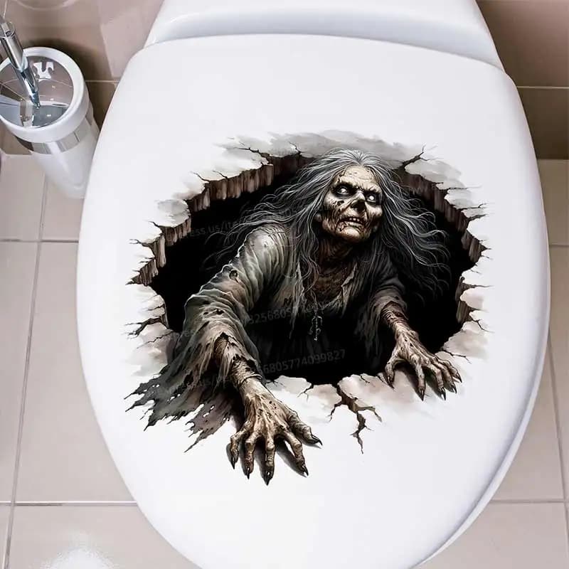 Spooky Witch Fantasy Witchcraft Halloween Wall Sticker Bathroom Toilet Decor Living Room Cabinet Home Decoration M1338