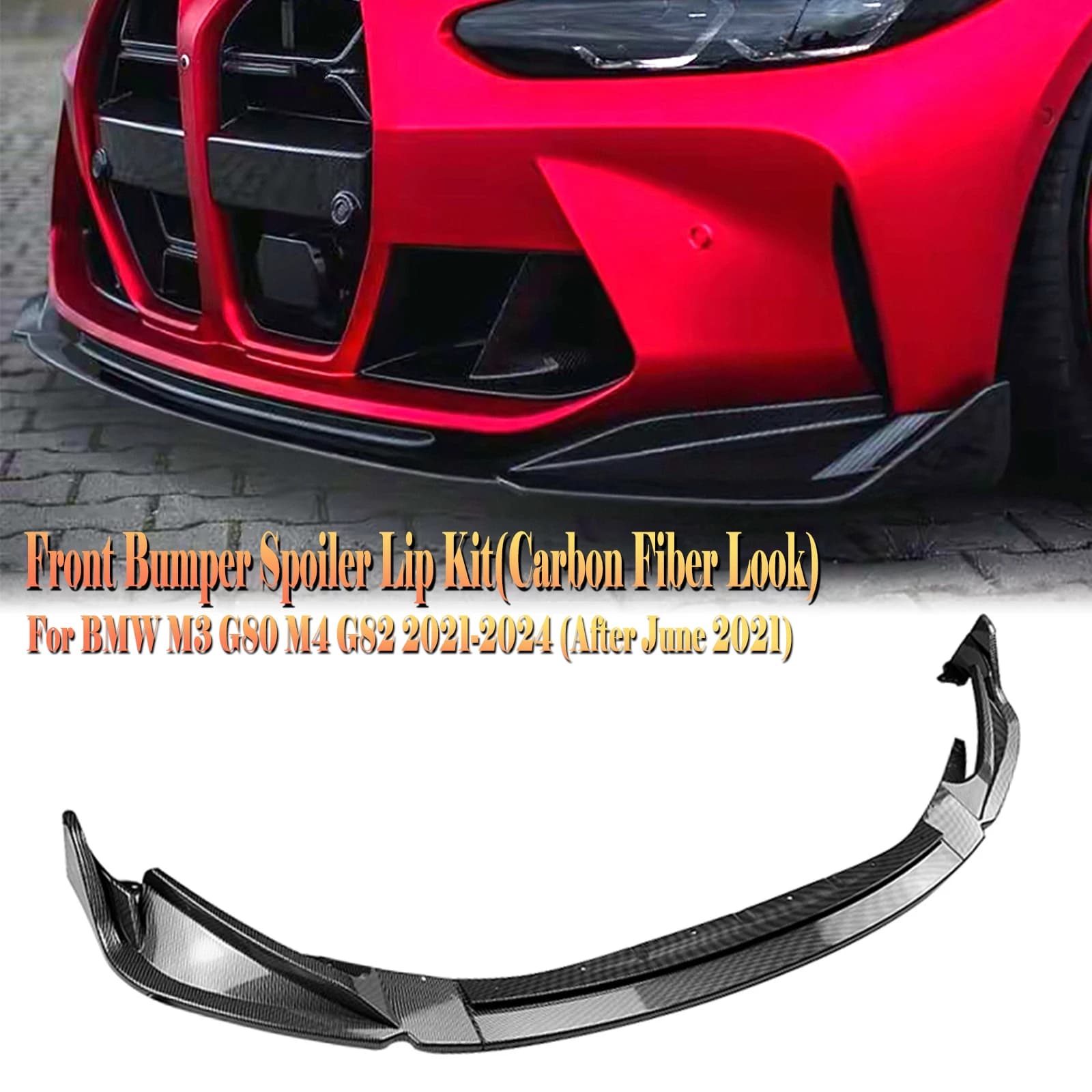 For BMW G80 M3 G82 G83 M4 2021 2022 2023-2026 Front Bumper Spoiler Lip Carbon Fiber Look/Gloss Black Lower Splitter Lip Protect