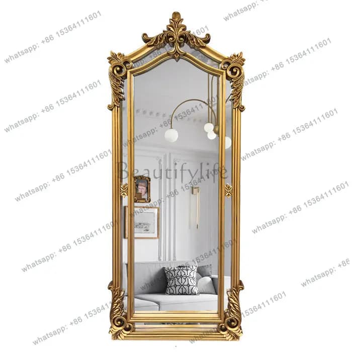 French medieval wall dressing mirror full body carved vintage fitting mirror wall