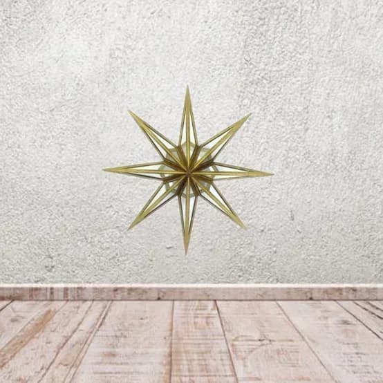 23 Inch 58.5cm Star Shape Gold Wall Mounted Metal Framed Decorative Mirror Glass for Living Room