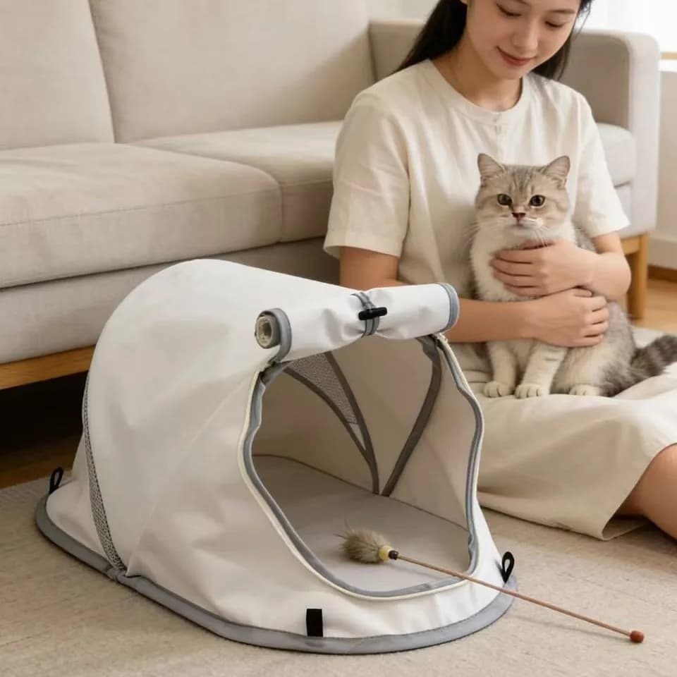 Portable Pet Tent House Lightweight Cat Dog Shelter for Indoor Outdoor Camping Picnic Lawn Sun‑proof Pet Nest