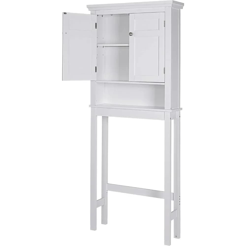 L # Spirich Over The Toilet Storage Cabinet, Bathroom Shelf Over The Toilet, Over Toilet Bathroom Organizer (White)
