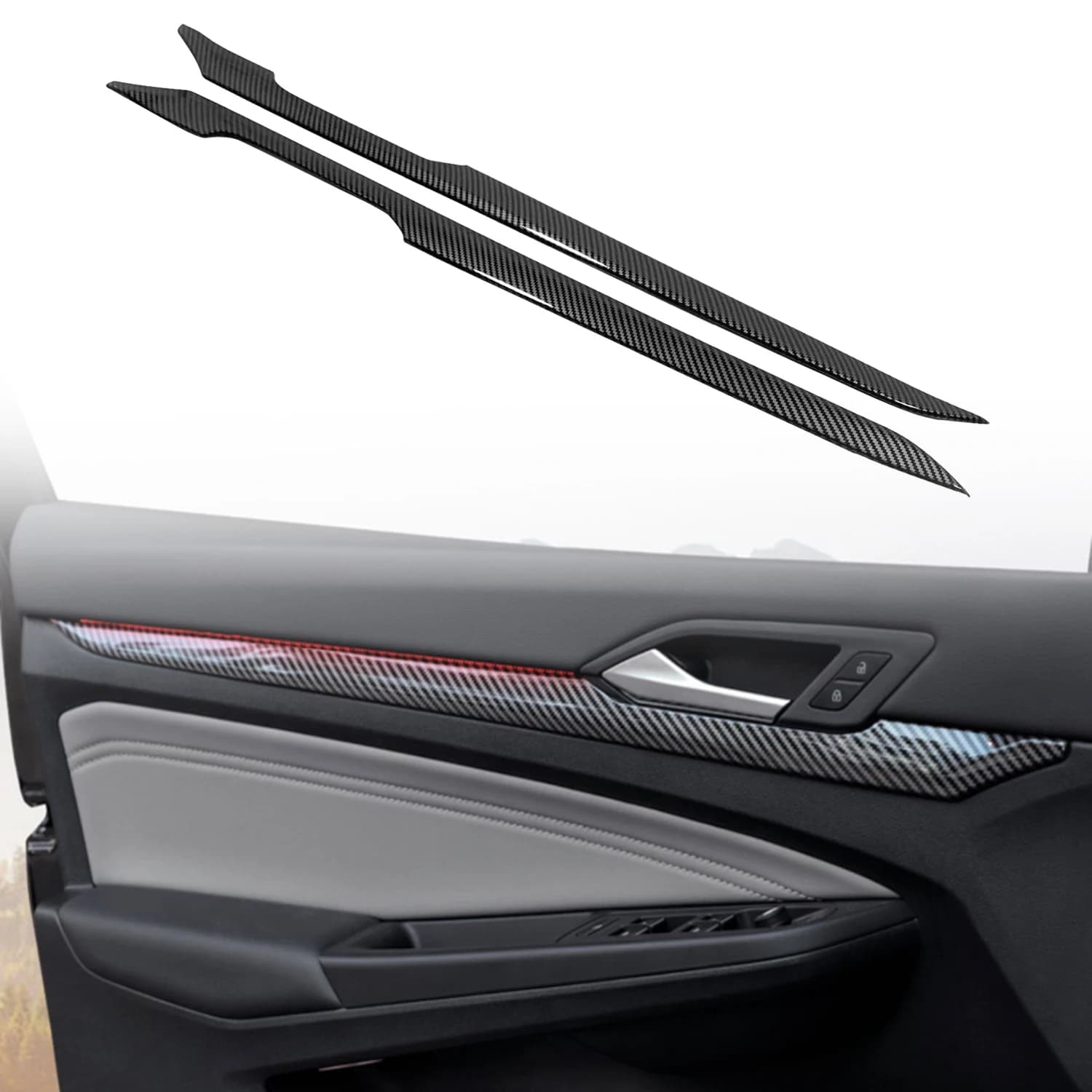 For VW Volkswagen Golf 8 MK8 VIII 2022-2023 Carbon Black Interior Inner Door Molding Cover Trim ABS Car Accessories 2pcs