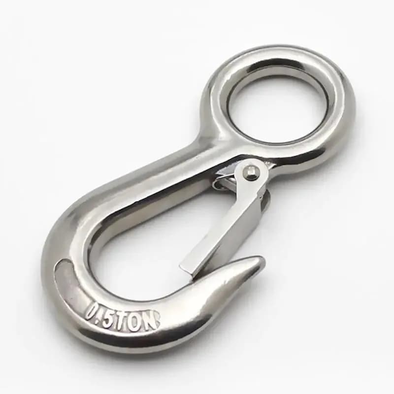 Load  0.2T,0.3T,0.5T 304 Stainless Steel Eye Lifting Hook American Type Safety Hook Rigging Accessory With Round Eye Working