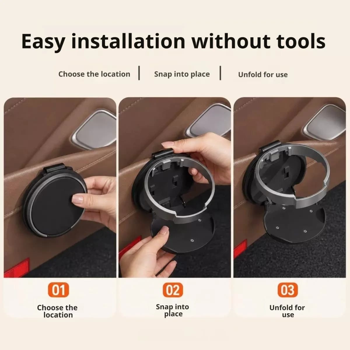 Fits Tesla Model Y and Model S, Foldable Car and Door Cup Holder, Space-Saving, Multifunctional Cup and Storage Holder