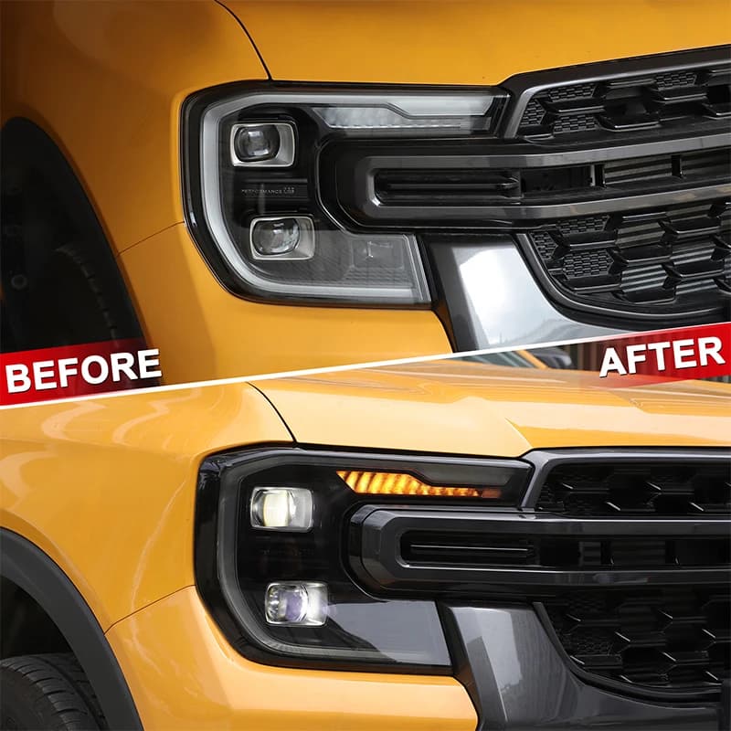 For Ford Ranger 2023+ TPU black car styling car headlight film decorative sticker car modification accessories