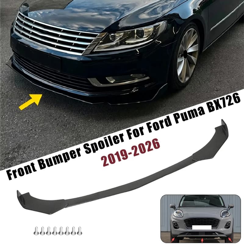 Sport Front Bumper Splitter Spoiler Lip For Ford Puma BX726 2019-2026 5Pcs Adjustable Sectional Car Exterior Tuning Body Kit