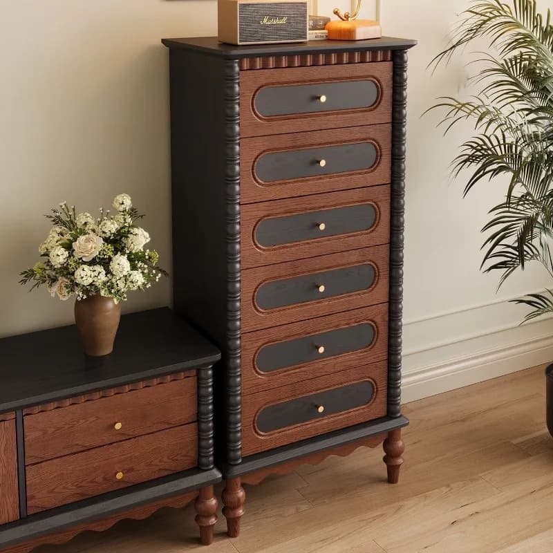 French medieval style all solid wood chest, French retro style six chest