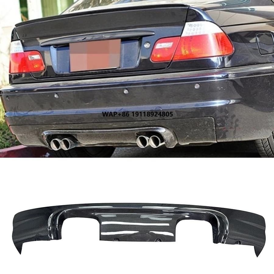 For  E46 M3 1998-2004 Carbon Fiber Rear Bumper Diffuser Lip CSL Style New Condition Spoiler Bodykit with Exhaust Cut-Outs