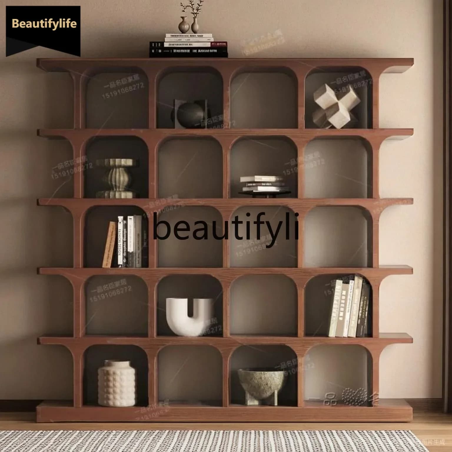 D80 French antique decorative bookshelf American light luxury wall floor storage display cabinet lll