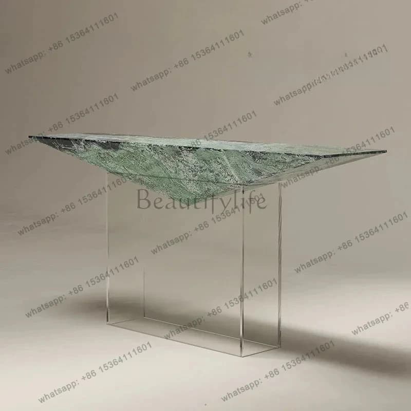 yj7 QItalian-style Home Light Luxury Entrance Cabinet Against The Wall Marble Acrylic Entrance Table Customization