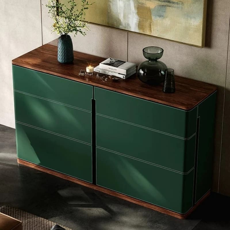 Minimalist living room high-end six-drawer cabinet against the wall, minimalist modern side storage cabinet