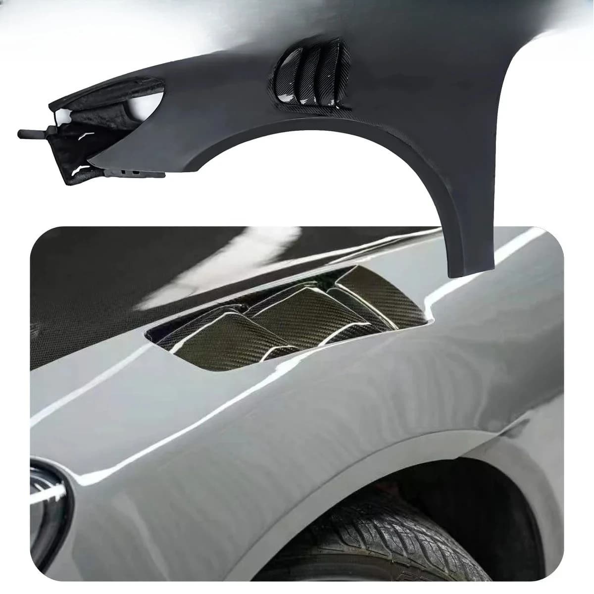 Half  Carbon Fiber Vented Fenders for Porsche Cayman Boxster 718 718 GT4 GTRS 2016-ON