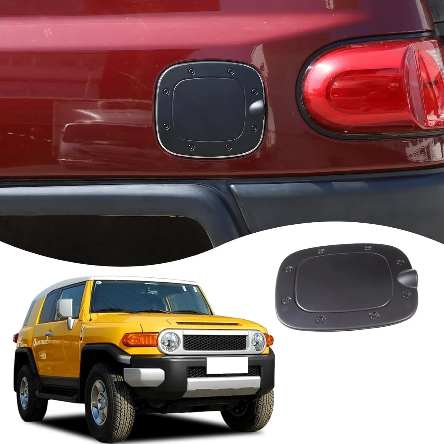 Matte Black Color Car Fuel Tank Cap Gas Oil Protect Cover Frame Exterior Trim Fit For Toyota FJ Cruiser 2007-2018 2019 2020 2021