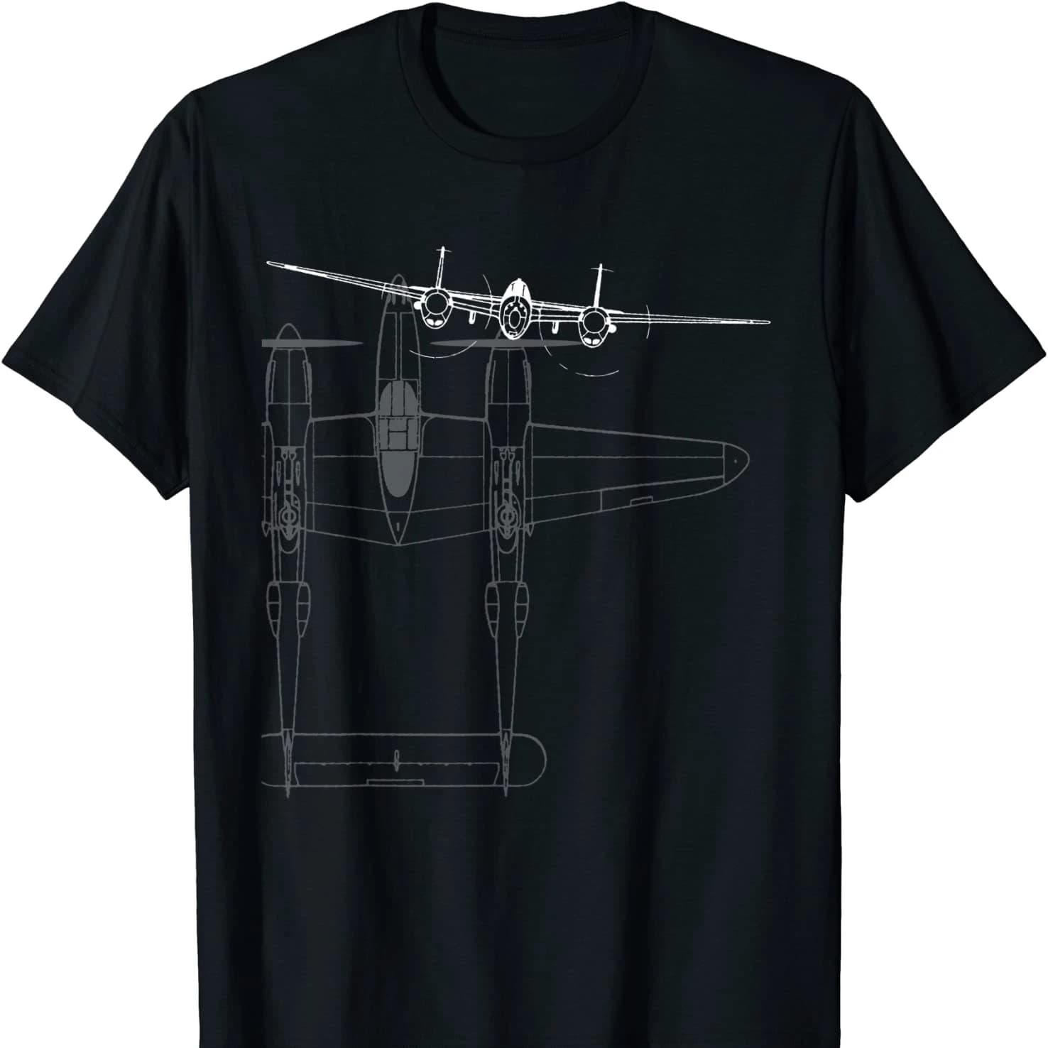 USAF P-38 Lightning Fighter Aircraft T Shirt. New 100% Cotton Short Sleeve O-Neck Casual T-shirts Loose Top Size S-3XL