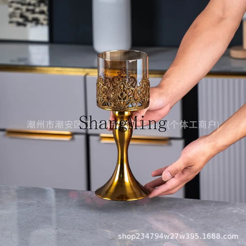 CLL light luxury carved tall snack jar crystal glass storage tray living room coffee table home storage decorative ornament