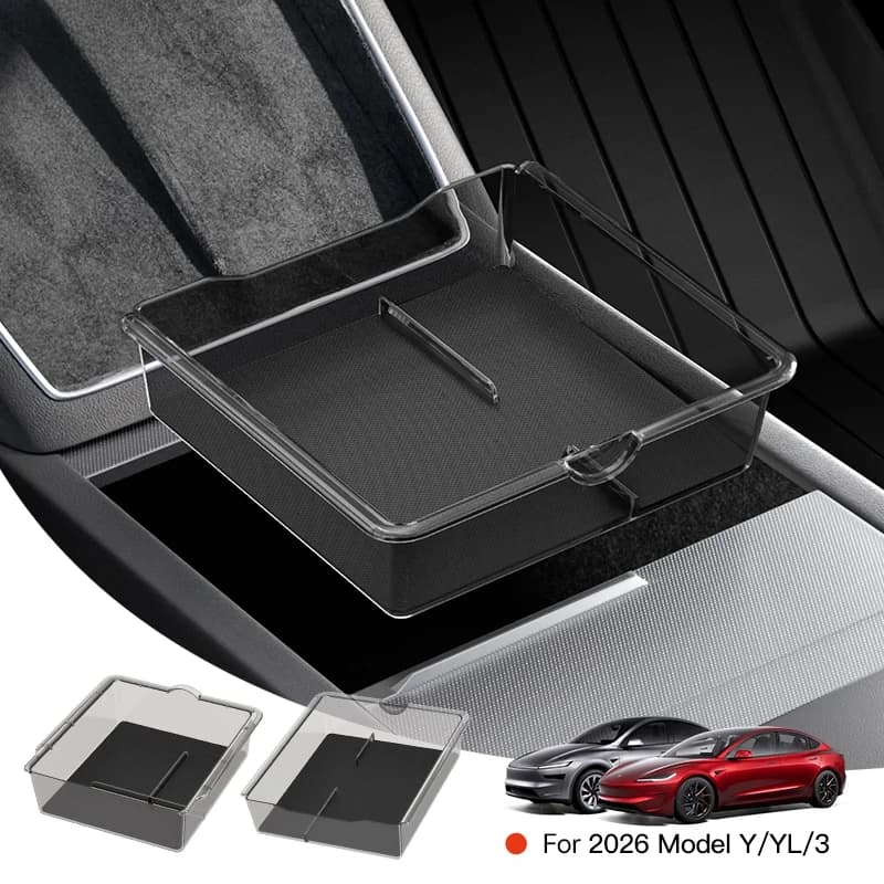 For Tesla Model 3 Y YL Juniper Highland Armrest Storage Organizer ABS  Box with Non-slip Silicone Mat Car Interior Box 2026
