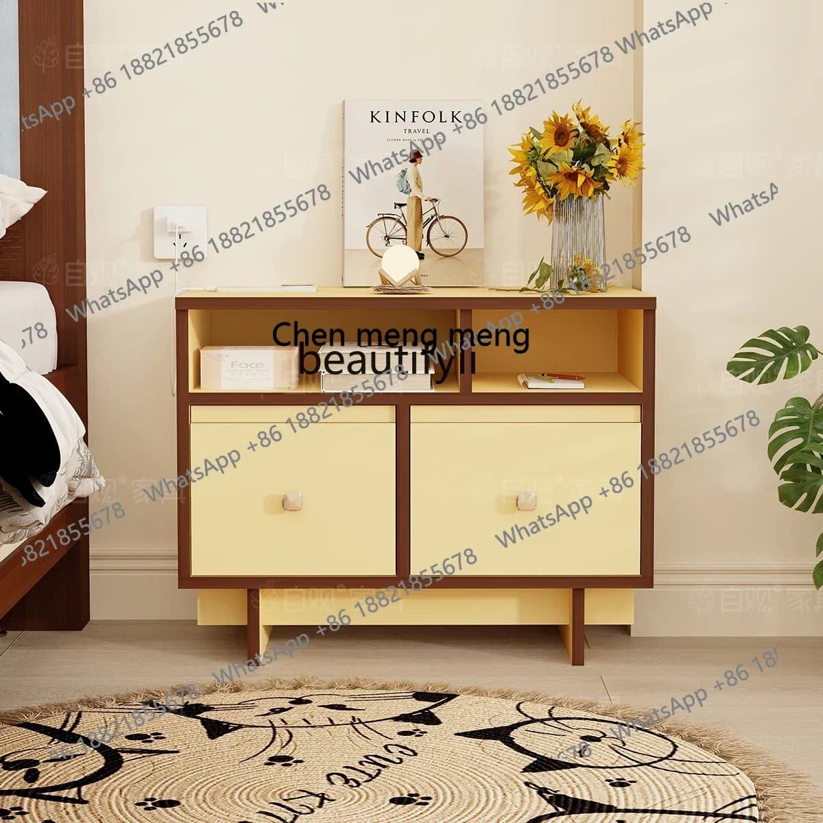 X   Medieval bedside table side cabinet, living room small coffee table side cabinet, sofa corner corner corner cabinet