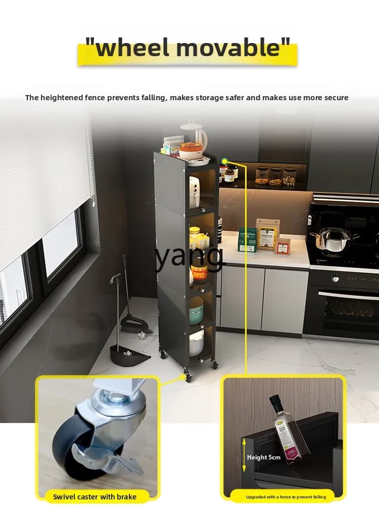 LH pull-out crevice cabinet kitchen crevice rack floor multi-layer narrow edge locker