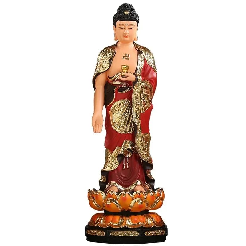 FO-1  Household Western Three Saints Buddha Statue Ornament With Backlight Three Saints Sand-Gold Western Three Saints