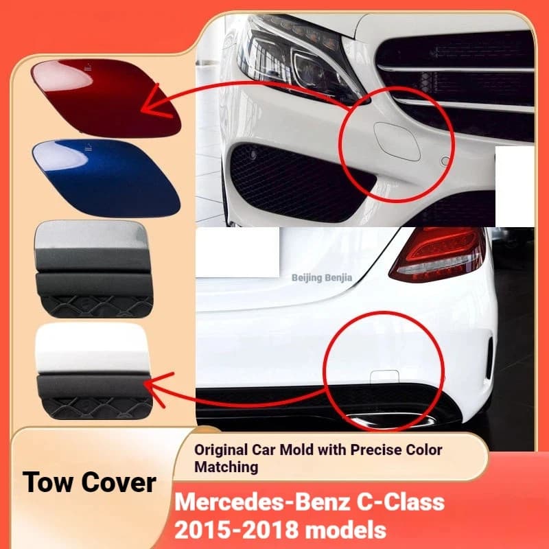 For 15-18 Mercedes Benz C-Class C180 C200 C260 C300l Trailer Cover Front and Rear Bumper Trailer Hole Cover