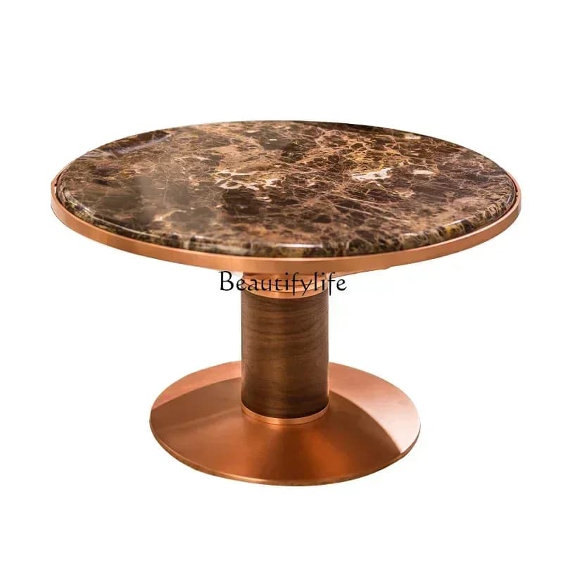 09 Light Luxury Minimalist Coffee Table Villa Bedroom Corner  Natural Marble Side Table