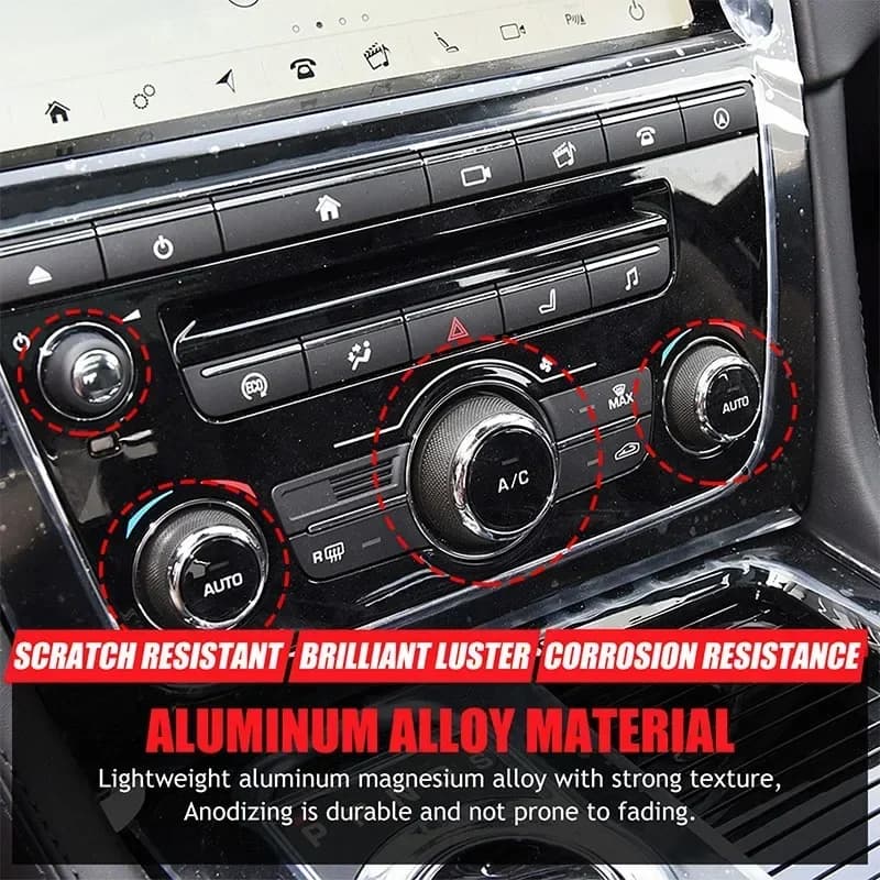 For Jaguar XJ 2010-2019 Aluminum Alloy Black Car Air Conditioning Volume Knob Ring Sticker Car Interior Accessories 4Pcs