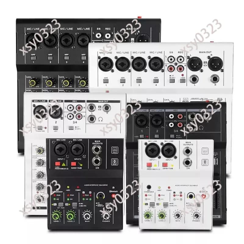 4/6 Channel Mini Audio Mixer Bluetooth Sound Card USB Live Stage Mixing Console