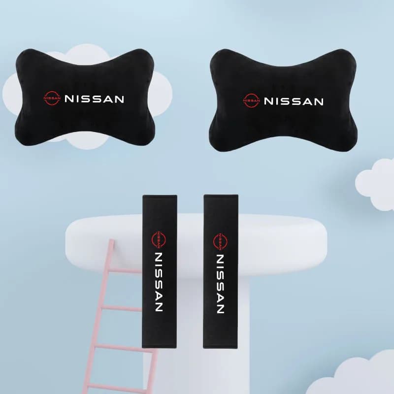 For Nissan Leaf Micra Qashaqai Teana X-Trail Juke Patrol Car Headrest Neck Pillow Seat Belt Shoulder Pad Auto Accessories