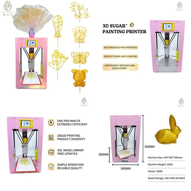 2026Hot TIANGONGZHU TH3D-150 High Precision Candy 3D Printer Machine Food Grade Safe Sugar Painting 3D Printer