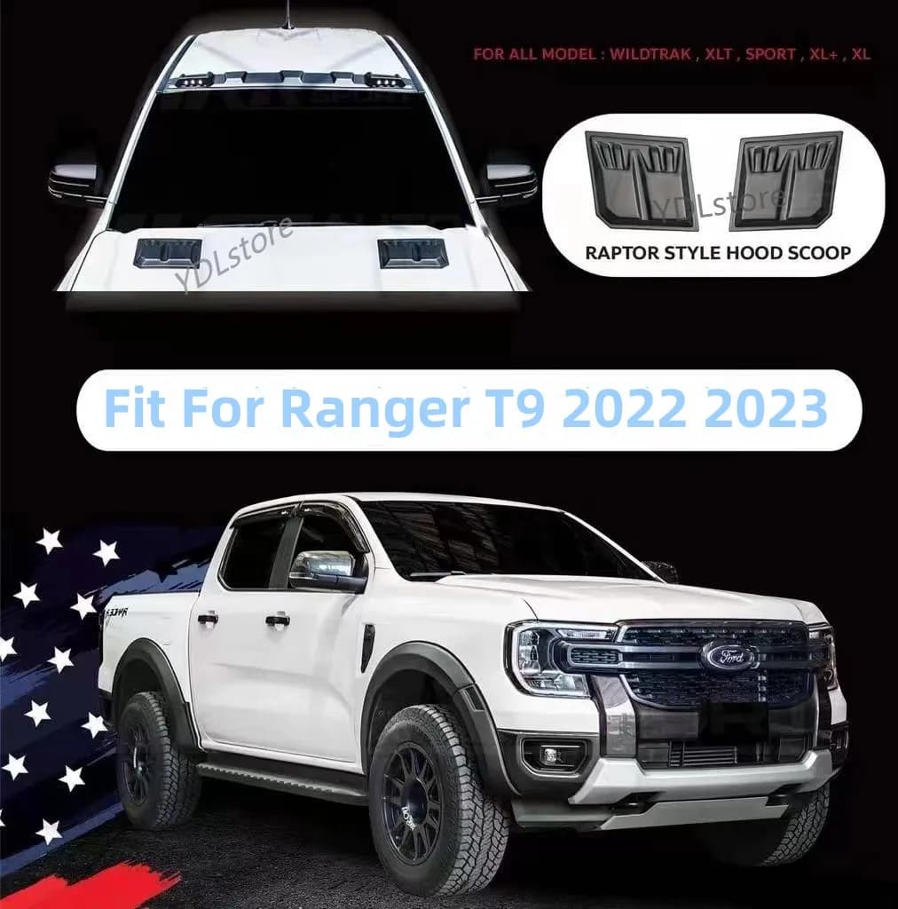 Universal Car Air Flow Intake Hood Scoop Bonnet Vent Cover Decorative For Ford Ranger Everest And Many Other Cars 2PCS
