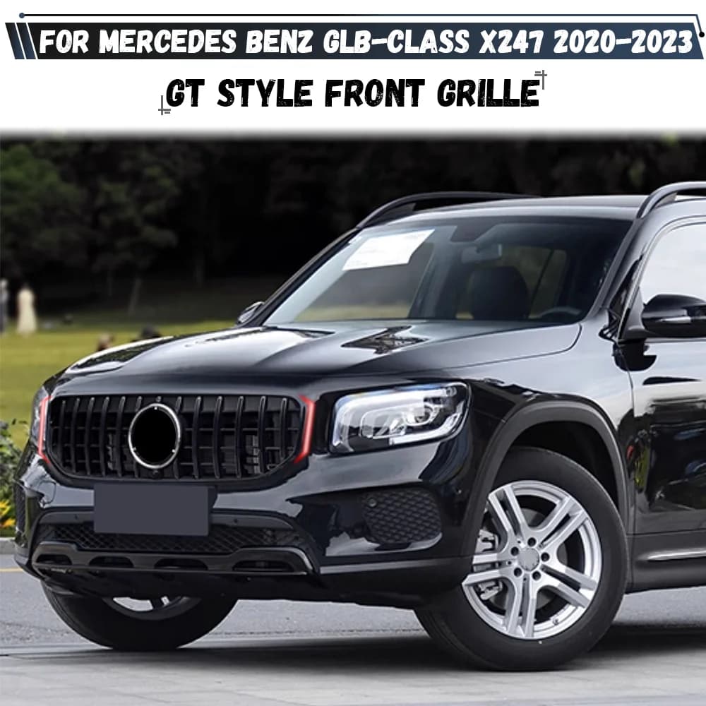 Front Bumper Kidney Grill GT Style Silver Black Grille For Mercedes Benz GLB-Class X247 2020-2023 GLB180 GLB200 GLB250