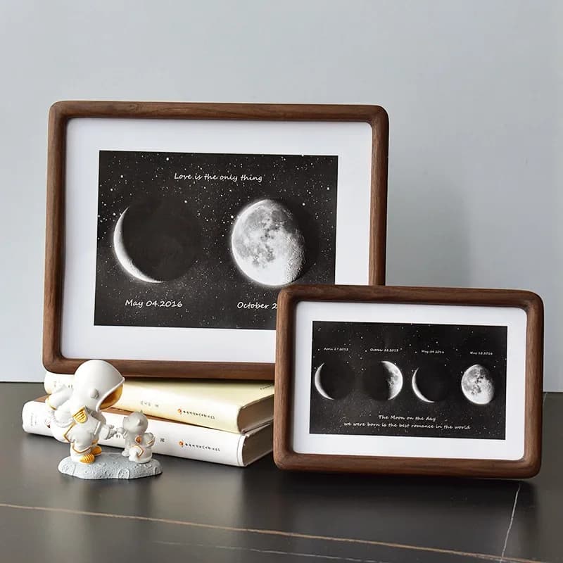 Solid Black Walnut Wood Photo Frame - Stylish Dado Corner Design Elegant Picture Frame Table Display and Home Décor