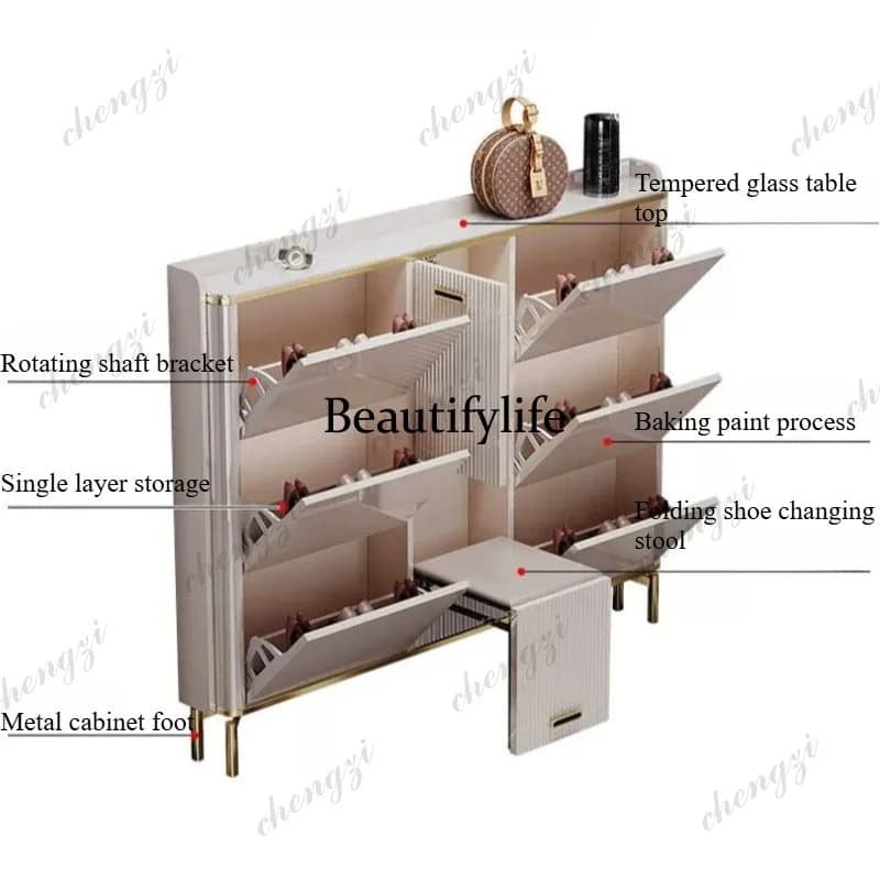 Balcony Bench Shoe Rack Shelf Storage Drawers Hidden Shoe Cabinet White Slim Mueble Recibidor De Entrada Hallway Furniture