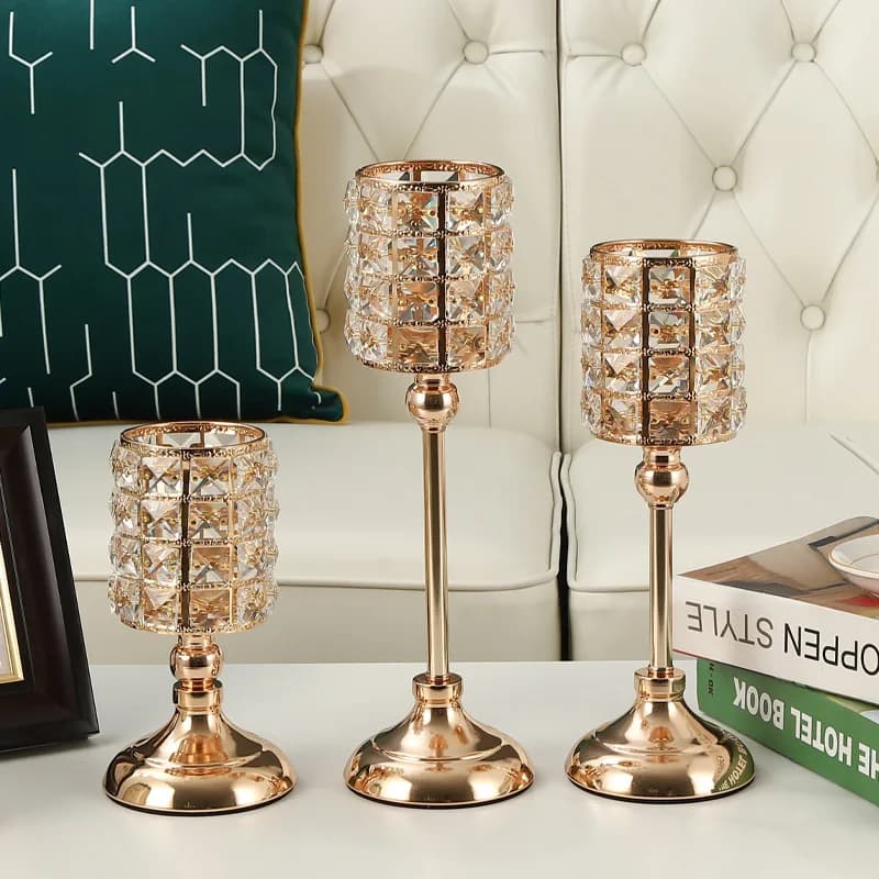 Crystal Candle Holder Modern Tealight Candlestick Home Christmas Party Candle Stand Wedding Dinning Table Centerpiece Decoration