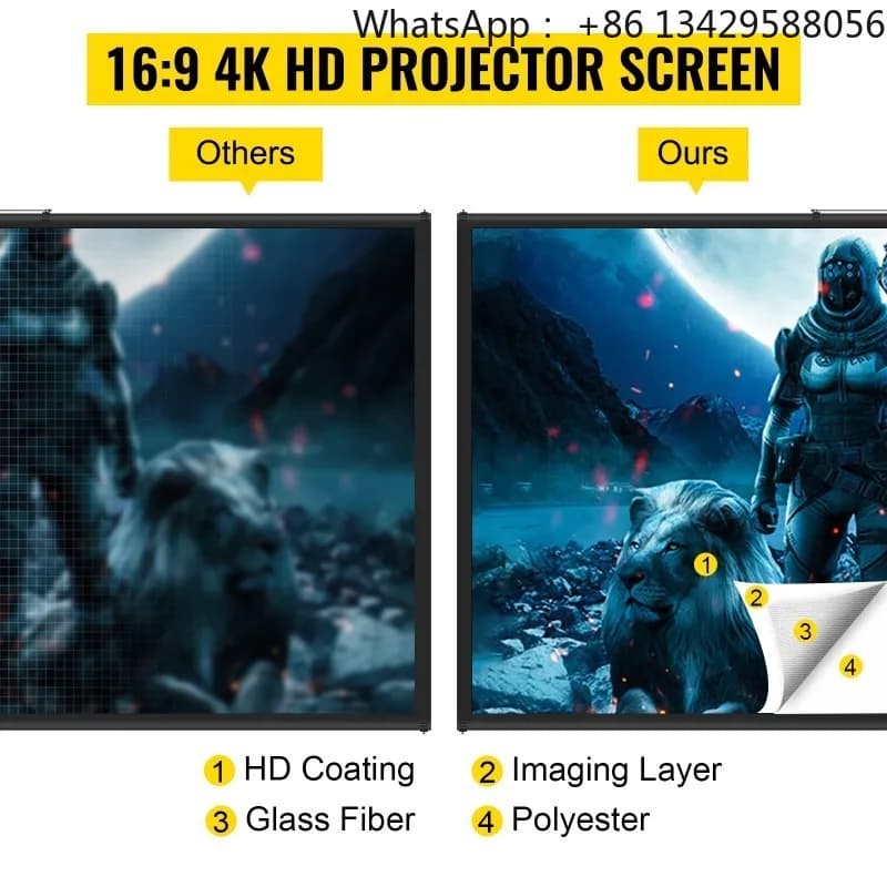 【Upgraded】SucceBuy 60 70 80 90 100 110 in Tripod Projector Screen W/ Stand 16:9 4K HD Portable Home Cinema for Indoor & Outdoor