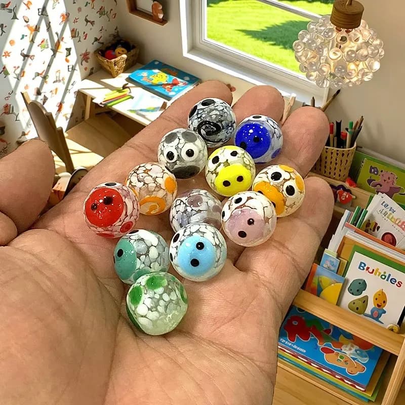 6pcs 16mm Handmade Rare Glass Marbles Balls Creative Cute Pig Shape Design Game Pinball Holiday Party Favors Xmas New Year Gifts