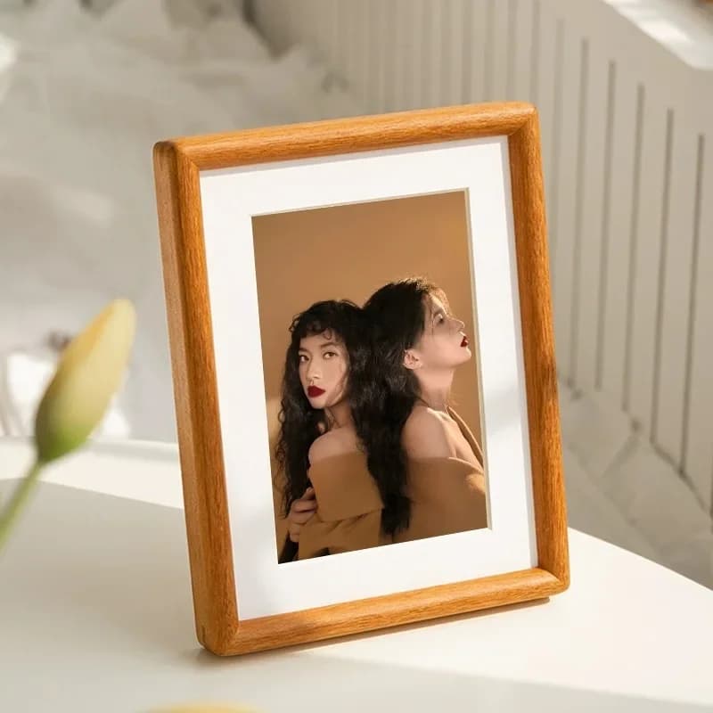 Black Walnut Wooden Desktop Photo Frame - Vertical Stand Picture Frame with Rounded Corners, High-Quality Art Display Frame