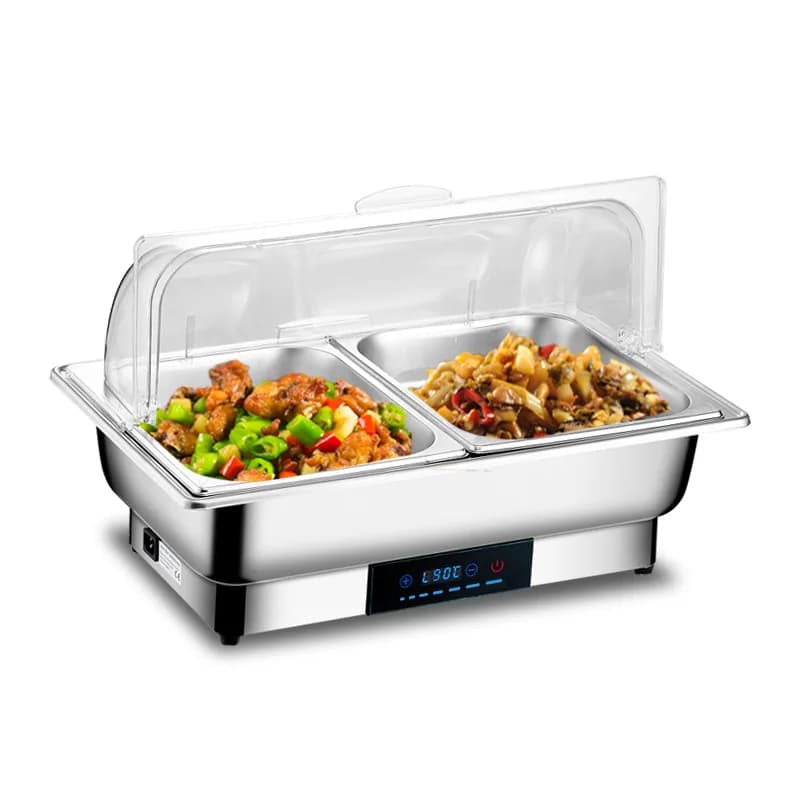 Stainless Steel Electric Heating Buffet Furnace Flip Visual Breakfast Insulation Furnace
