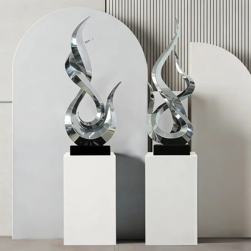 Modern Light Luxury Abstract Stainless Steel Sculpture Hotel Lobby Art Living Room Floor Decoration Metal Handicrafts Ornaments