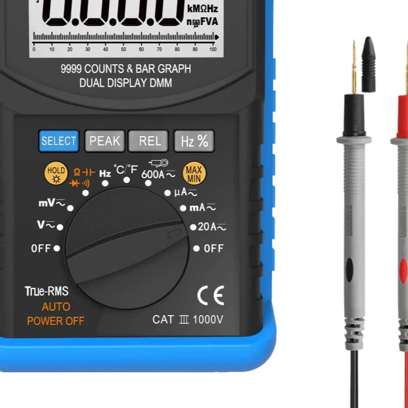 HP6688K 9999 Counts TRMS Multimeter with Bar Graph, 20A 99999μF Capacitance Tester for Field Service & Auto Diag Work