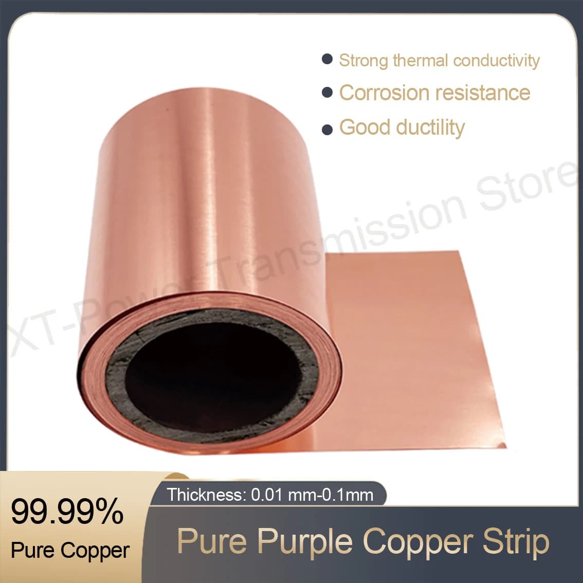 1 Meter Thick 0.01-1mm Width 5-300mm 99.99% Pure Copper Foil Strip High Purity Copper Shielded Sheet Roll Grounding Copper Strip