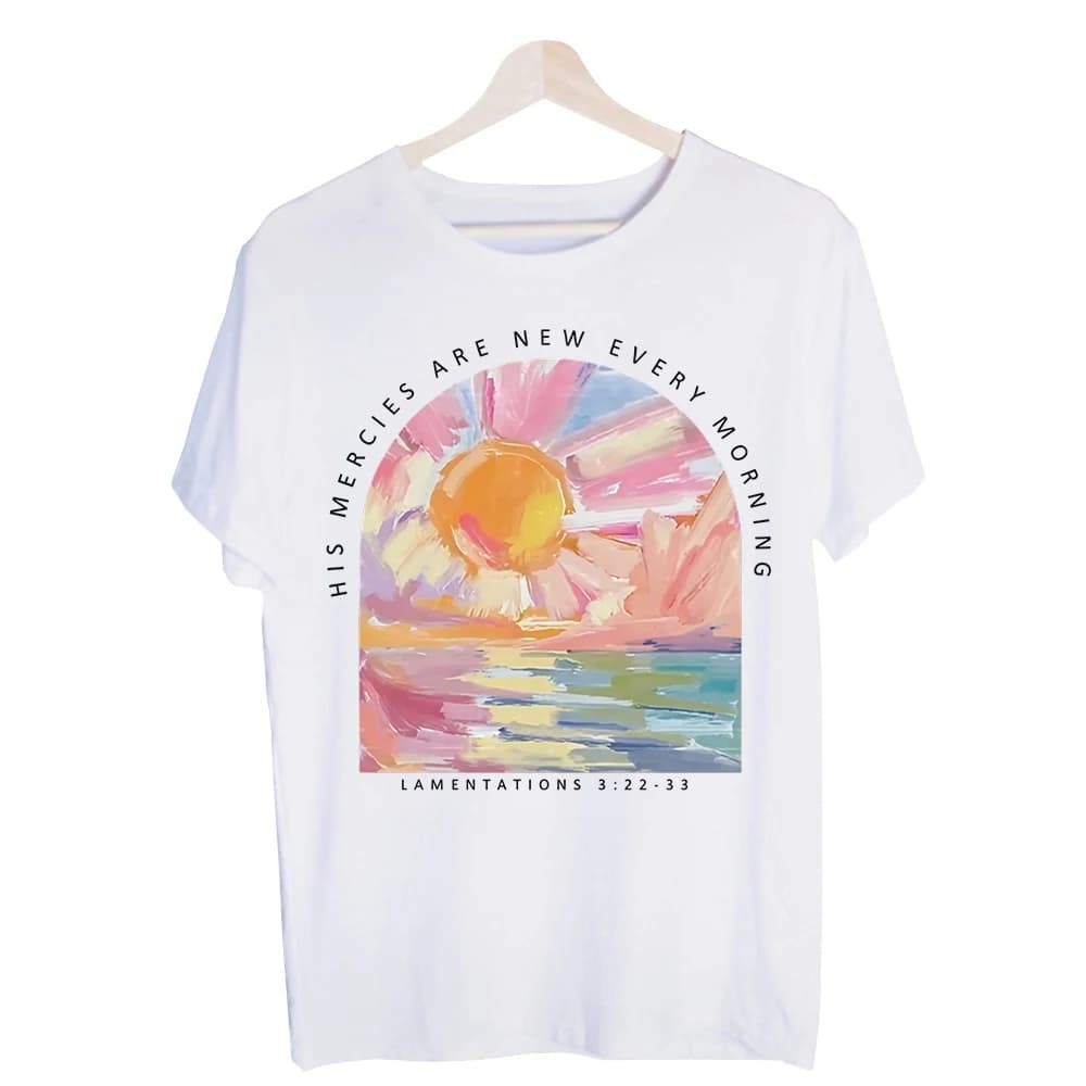 Men's Sunrise Landscape Typography Print Graphic Tee, Short Sleeve Crew Neck T-Shirt for Casual Daily Wear