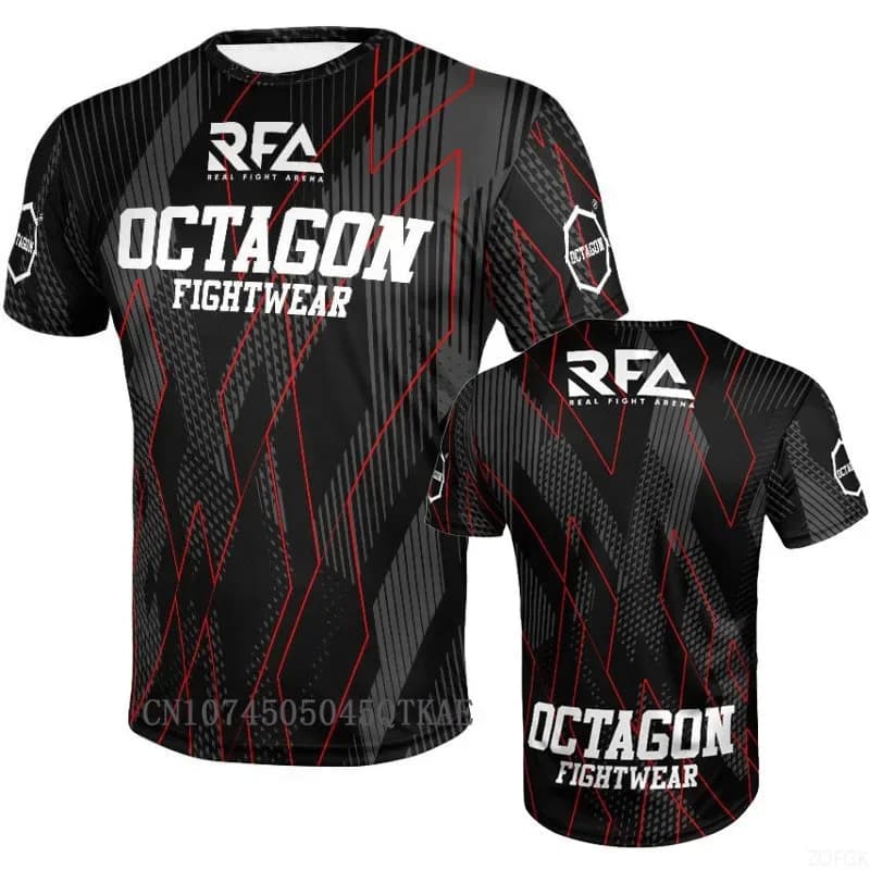Octagon x RFA Fight wear Jersey Unisex Kid 3D Print Breathable Mesh O-Neck Short Sleeve Breathable quick drying Casual Tshirt