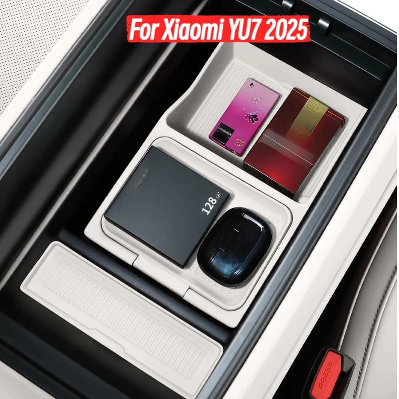 For Xiaomi YU7 2025 Center Console Armrest Storage Box Silicone Car Organizer Interior Tiyding Accessories