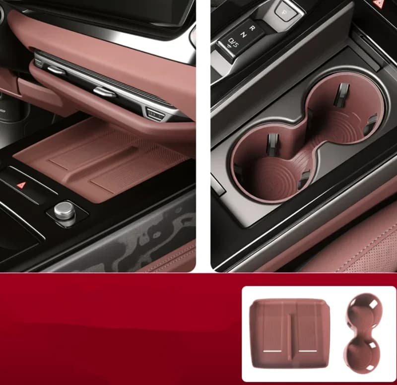 For Audi A6 C9 2025 2026 Center Console Wireless Charging Pad Water Cup Holder Silicone Protective Mats Interior Accessories
