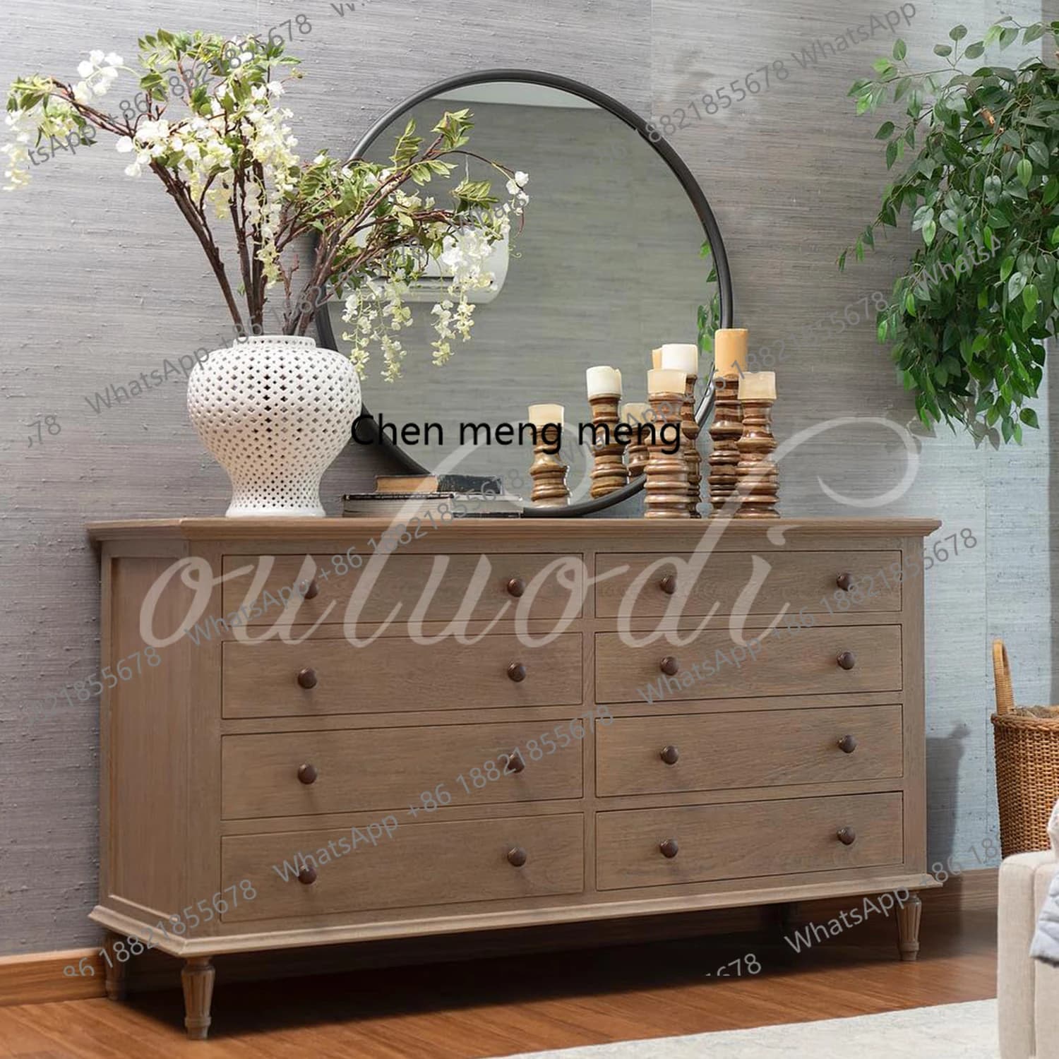 American solid wood chest bedroom bedside storage French living room large capacity chest of drawers